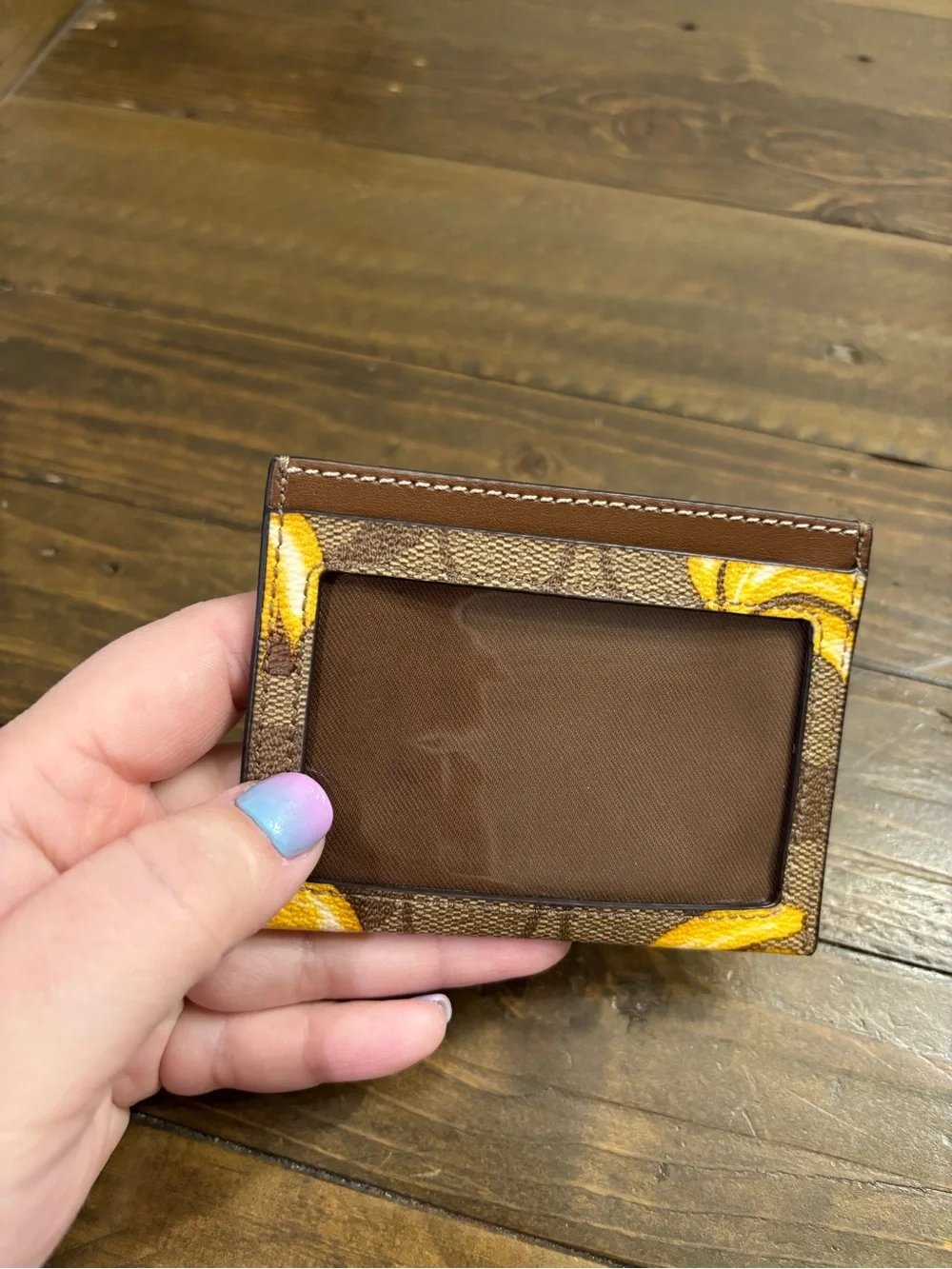 Coach Slim ID Card Case in Signature C and Banana Print